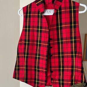 Jax Red and Black Plaid Sill Women’s Vest